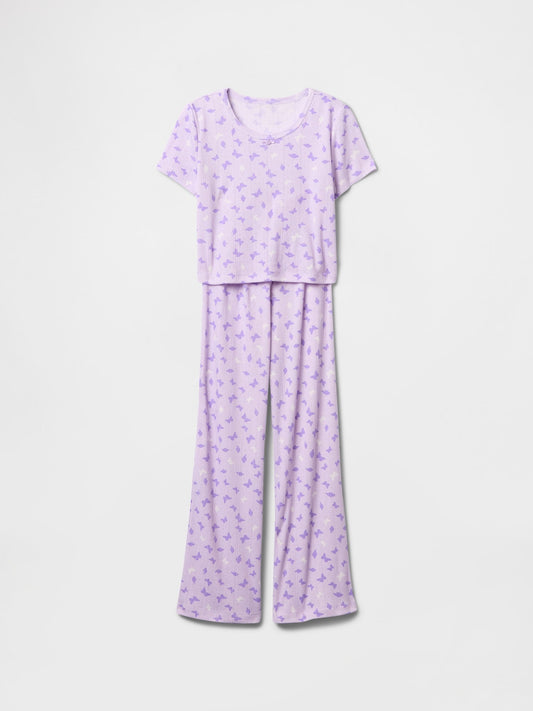 Lila Kids Geri Dönüştürülmüş Pointelle Pijama Takımı