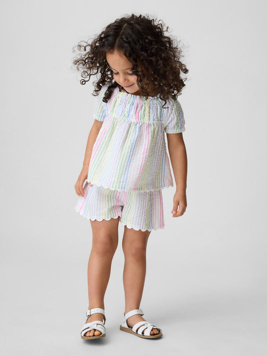 Çok Renkli Seersucker Çizgili Outfit Set