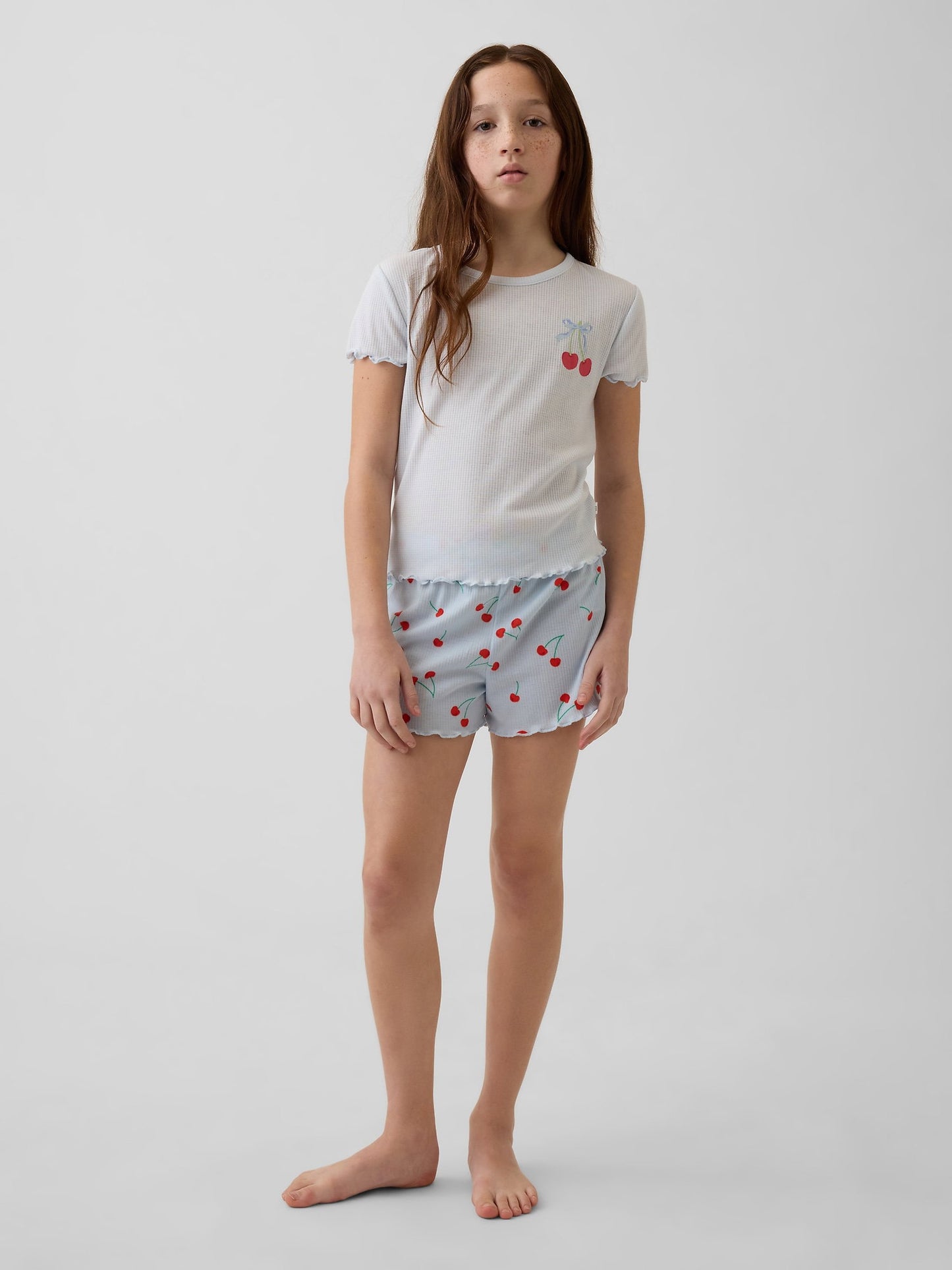 Mavi Recycle Fitilli Pijama Şort Takım