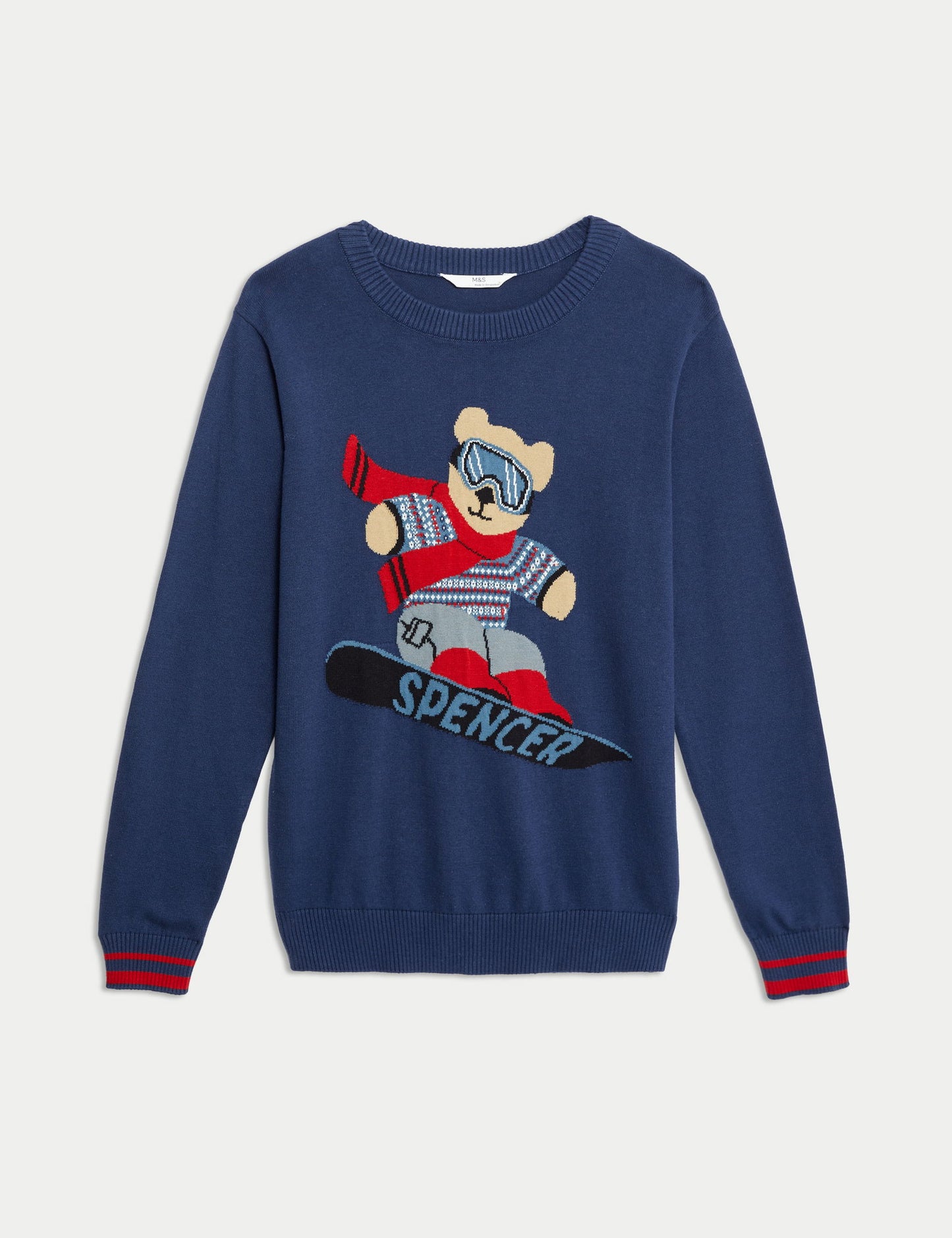 Saf Pamuklu Spencer Bear:trade_mark: Noel Temalı Kazak (6-16 Yaş)