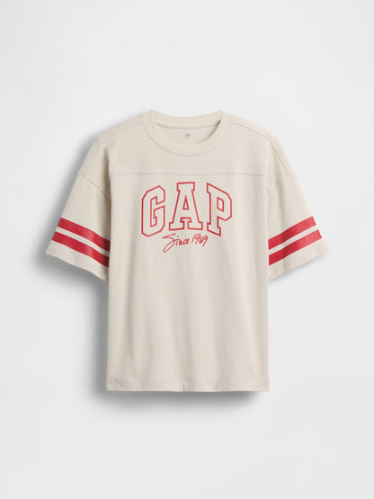 Kırık Beyaz Oversized Logo T-shirt