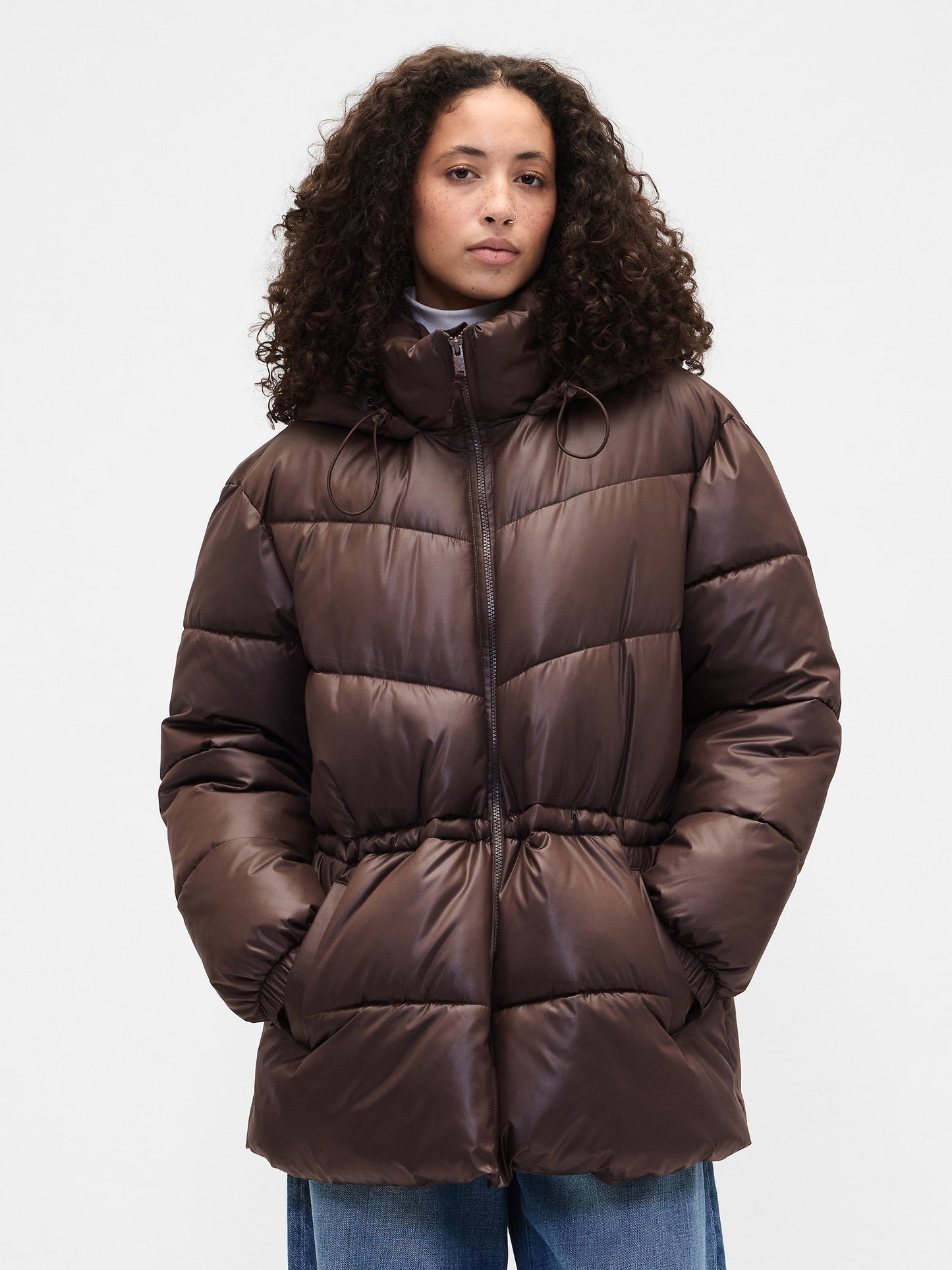 Koyu Kahverengi Coldcontrol Max Relaxed Midi Puffer Şişme Mont