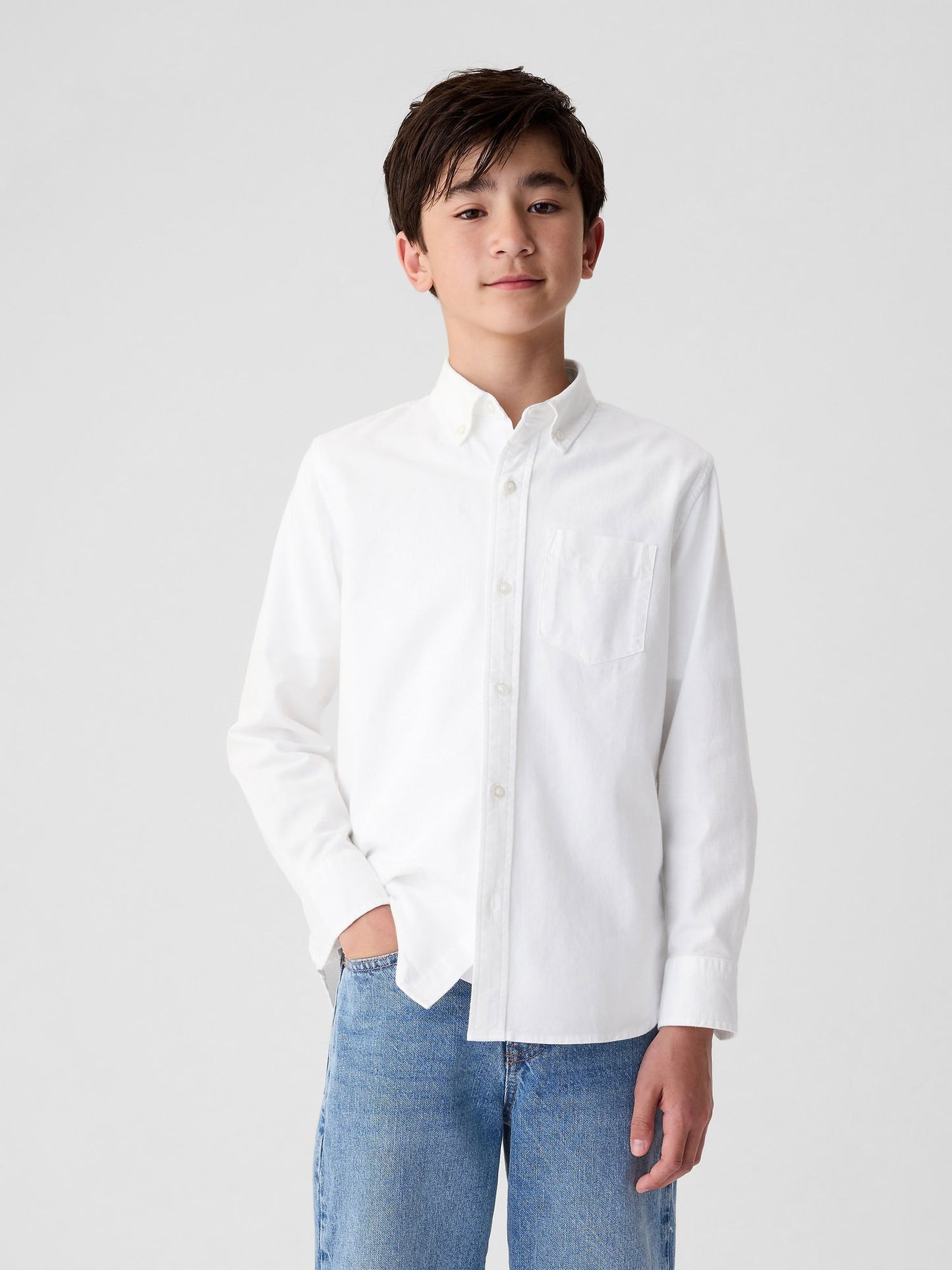 Beyaz Organik Pamuk Oxford Uniform Gömlek