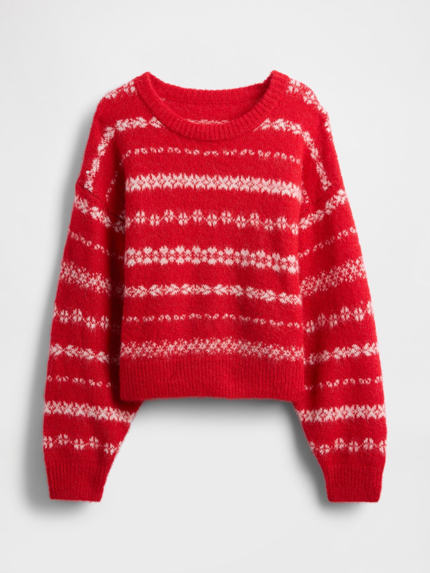 Kırmızı Fuzzy Oversized Bisiklet Yaka Kazak