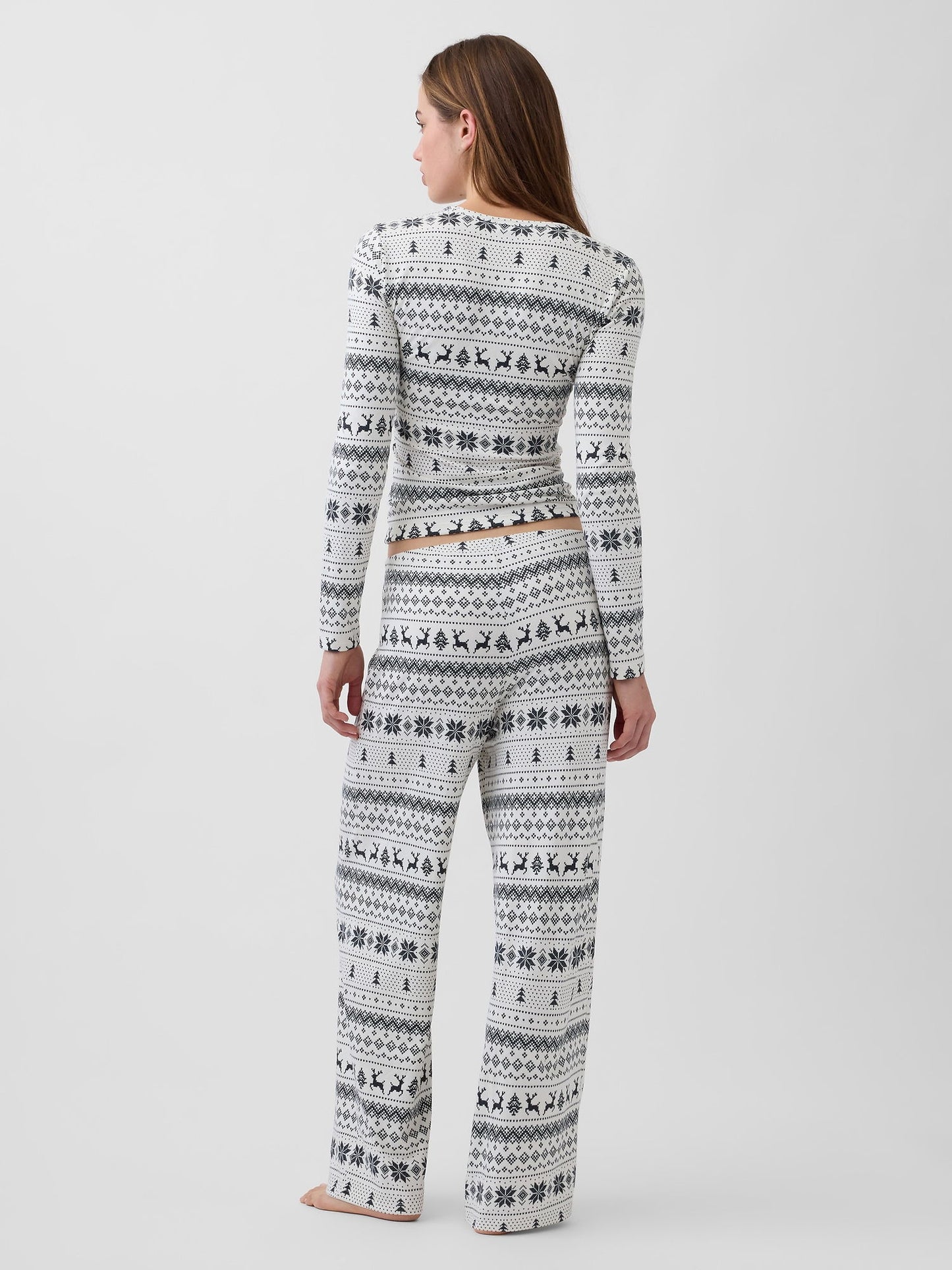 Kırık Beyaz Fair Isle Pijama Takımı