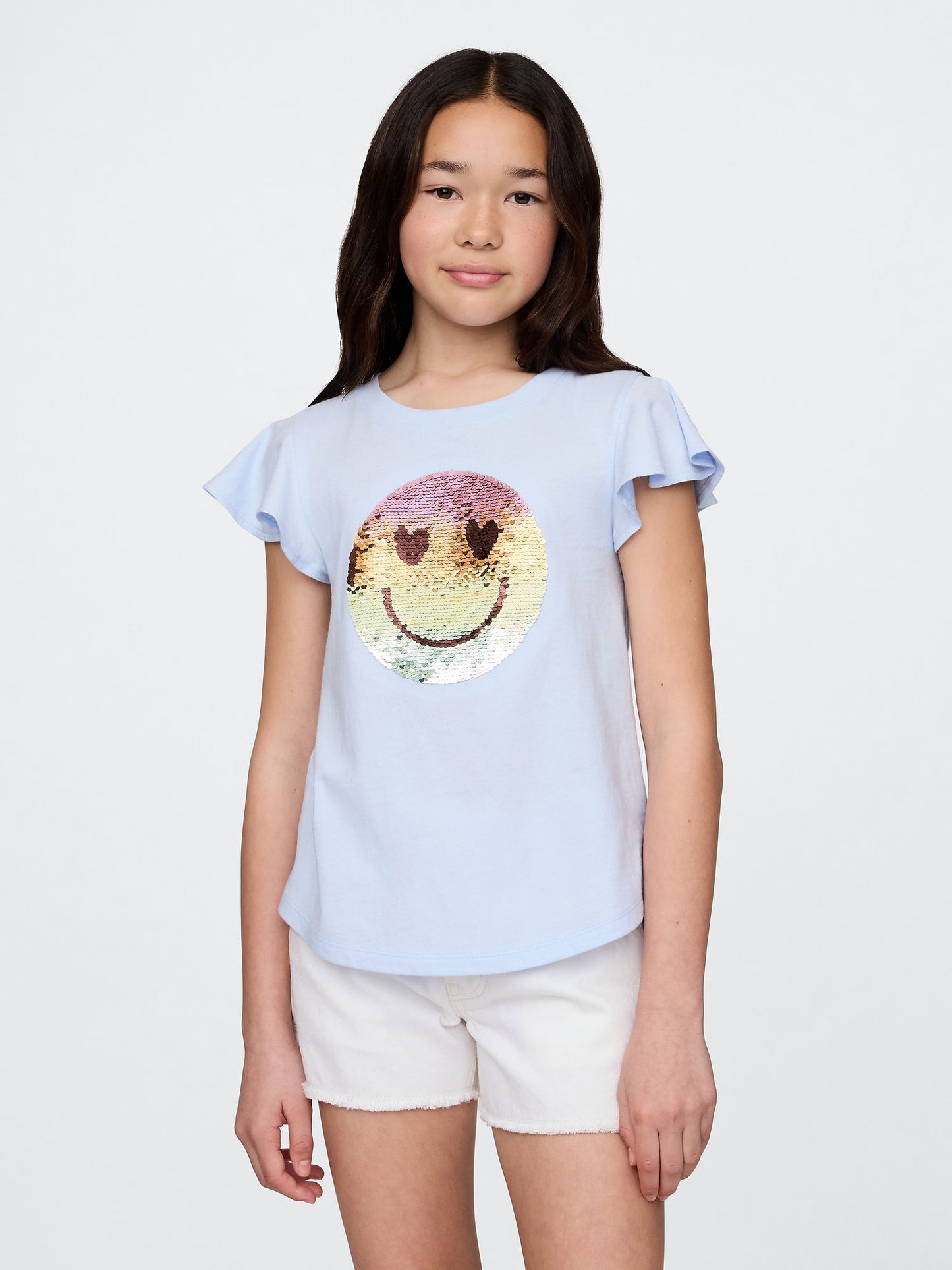 Açık Mavi Kids Flippy-sequin Grafik T-shirt