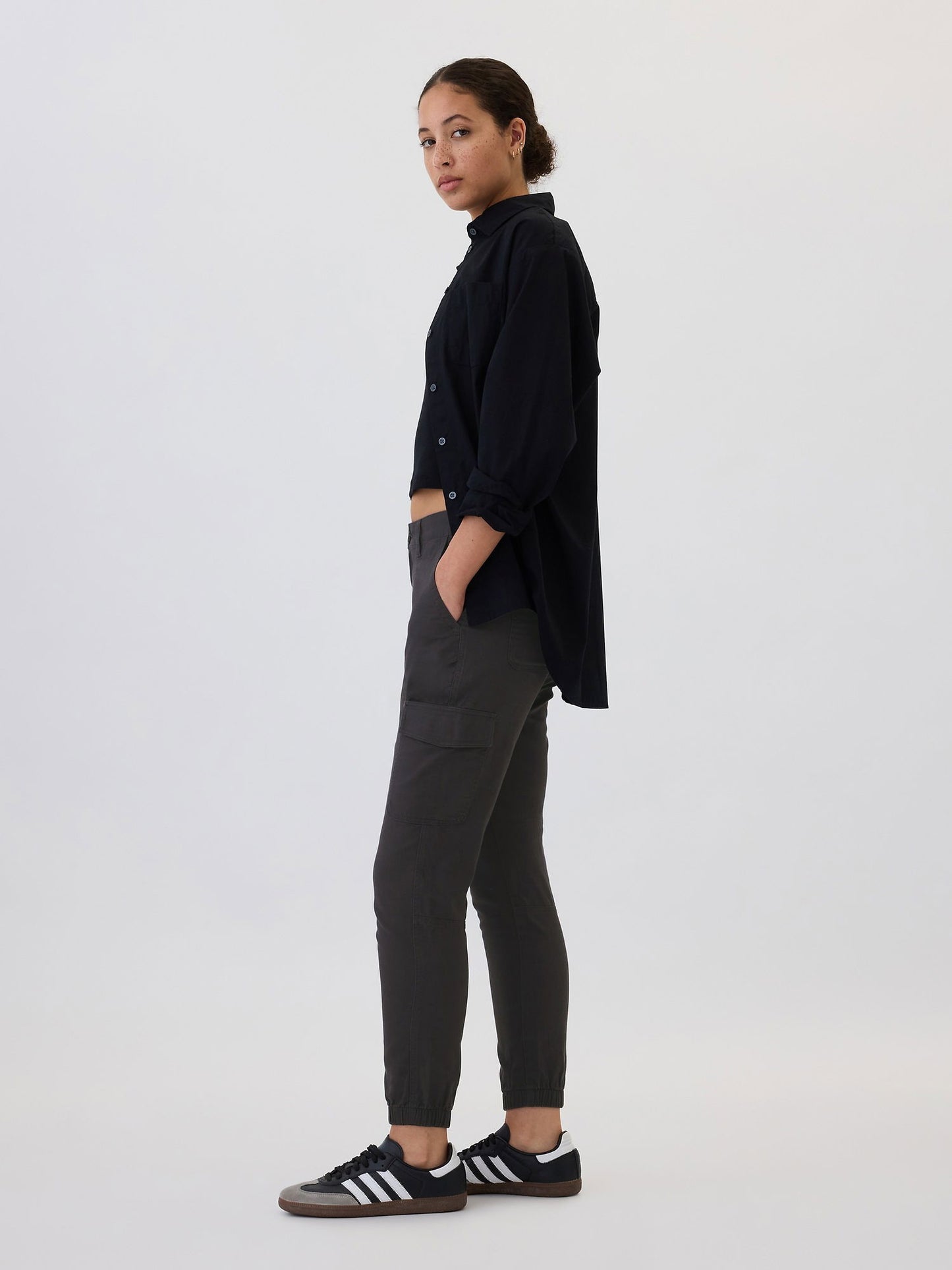 Siyah Twill Jogger Kargo Pantolon