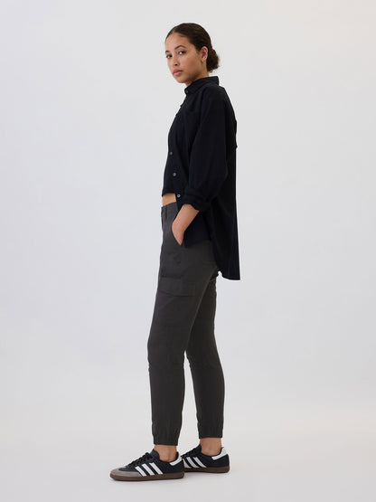 Siyah Twill Jogger Kargo Pantolon