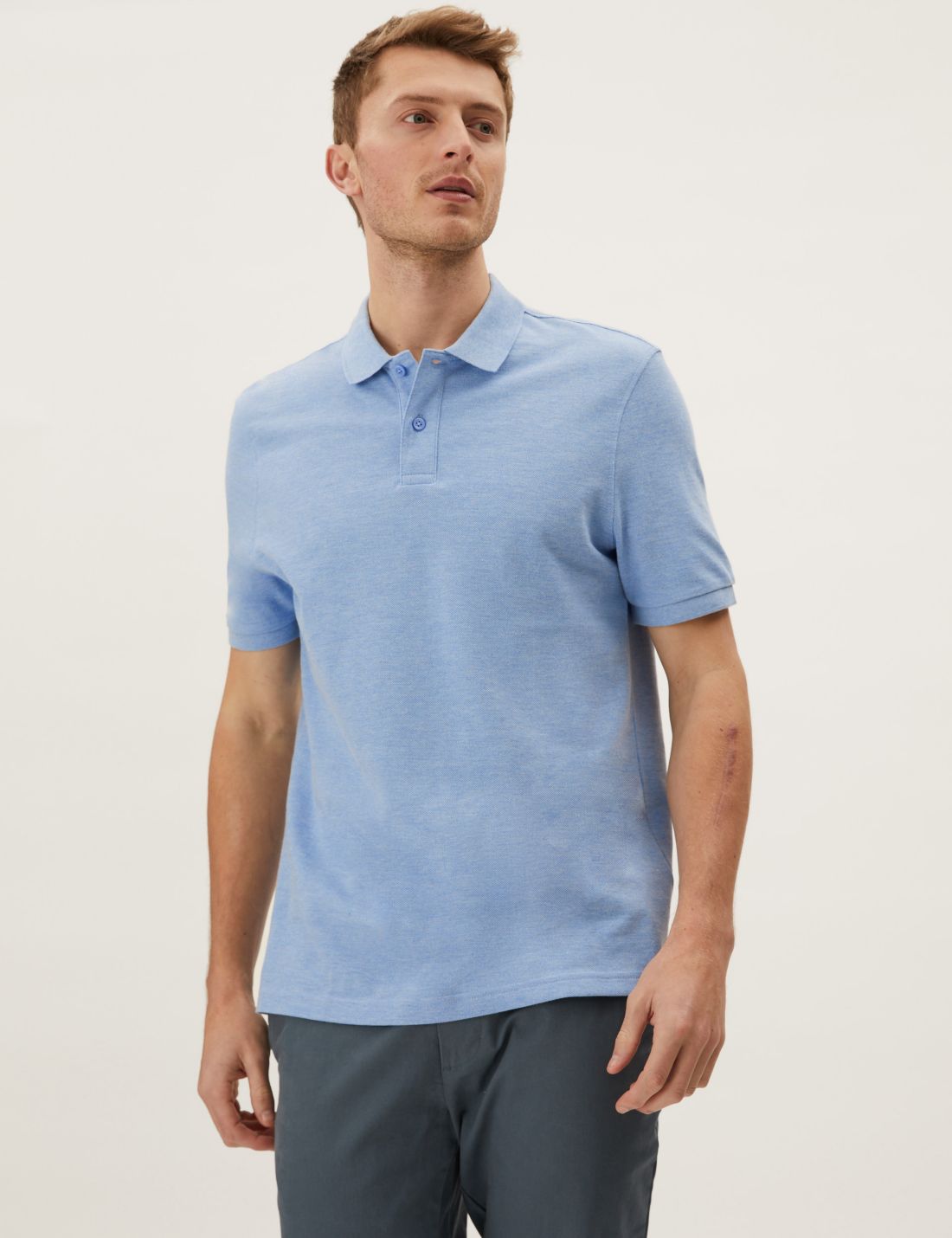 Saf Pamuklu Polo Yaka T-shirt