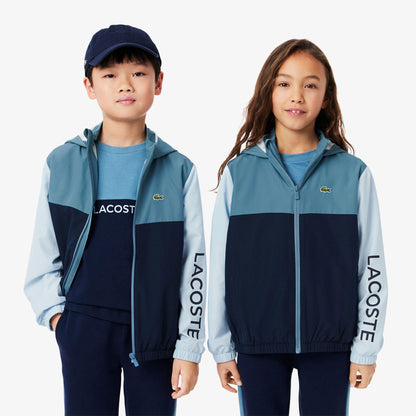 Çocuk Kapüşonlu Renk Bloklu Lacivert Ceket