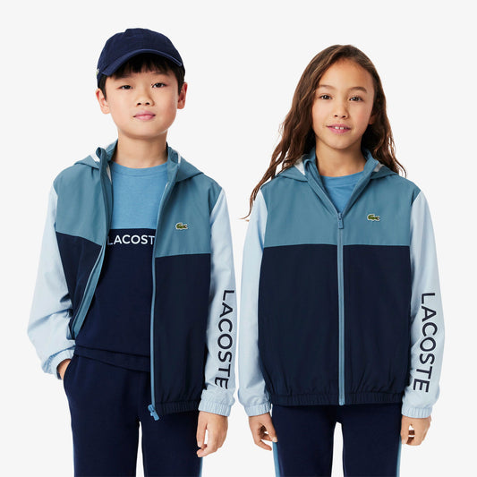 Çocuk Kapüşonlu Renk Bloklu Lacivert Ceket