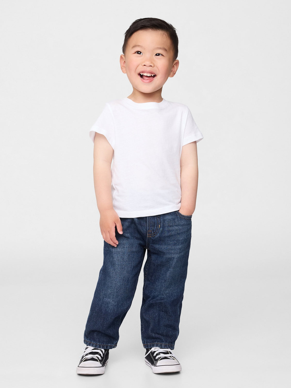 Koyu Mavi Pull-on Baggy Jean Pantolon