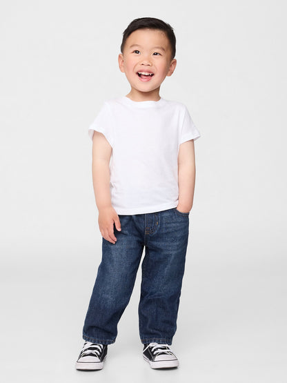 Koyu Mavi Pull-on Baggy Jean Pantolon