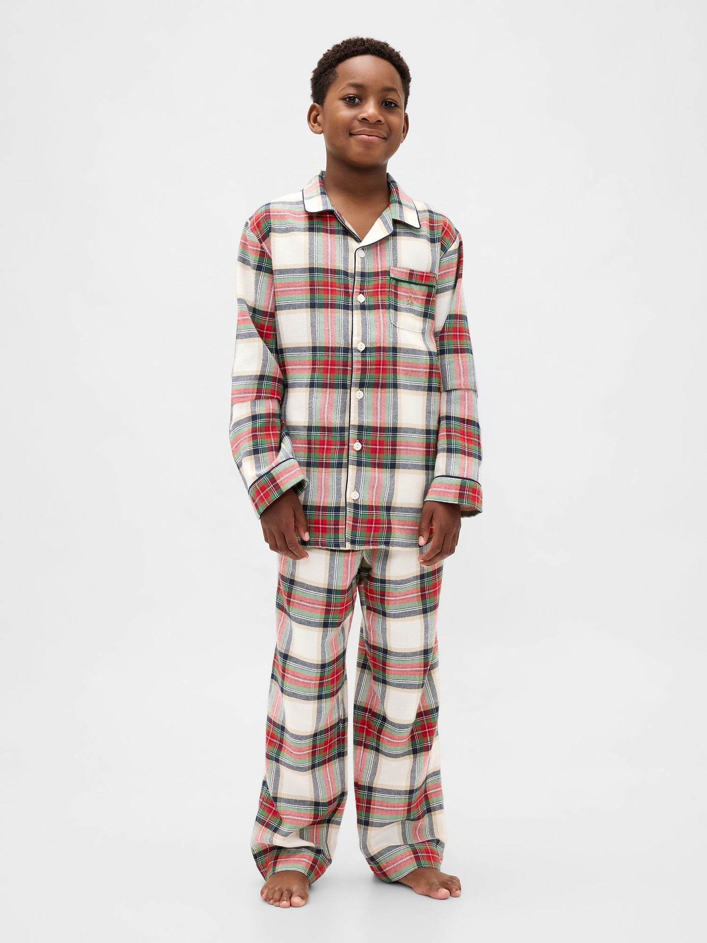 Yeşil Kids Geri Dönüştürülmüş Flannel Pijama Takımı