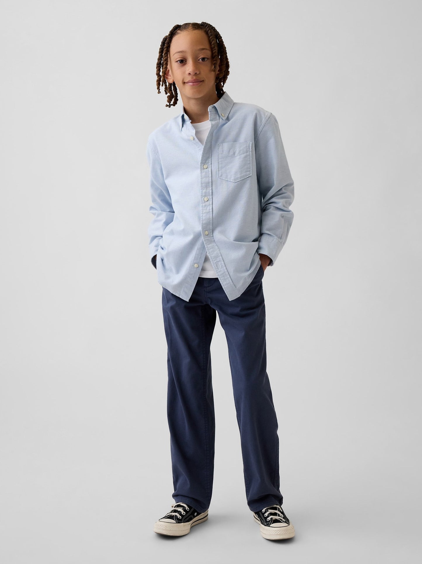 Koyu Mavi Modern Relaxed Straight Khaki Pantolon