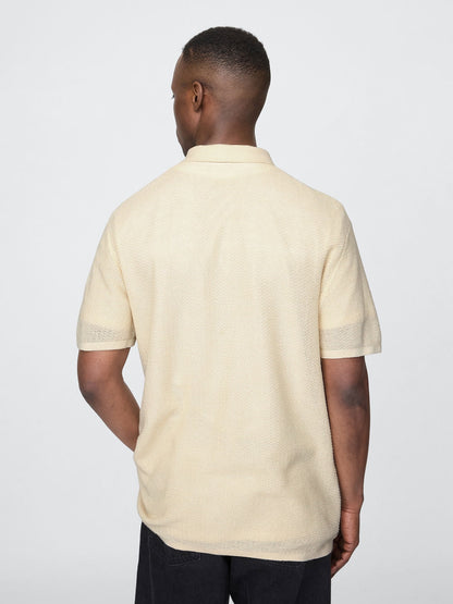Açık Kahverengi Dokulu Kroşe Polo T-shirt