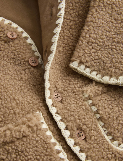 Kulak Detaylı Peluş Bebek Borg Ceket