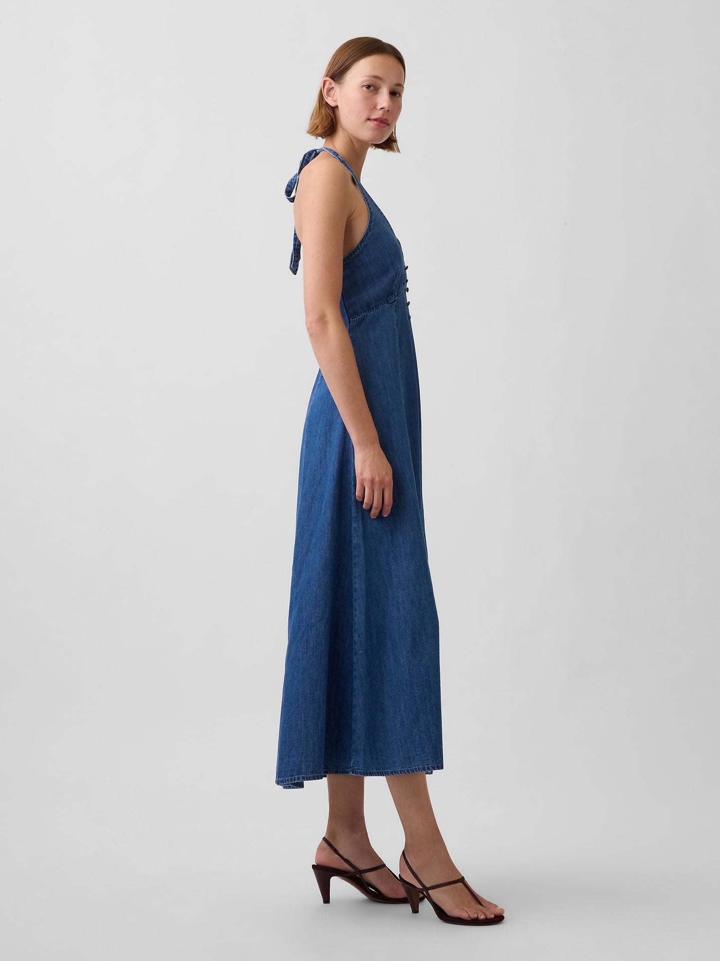 Mavi Denim Seamed Halter Maxi Elbise