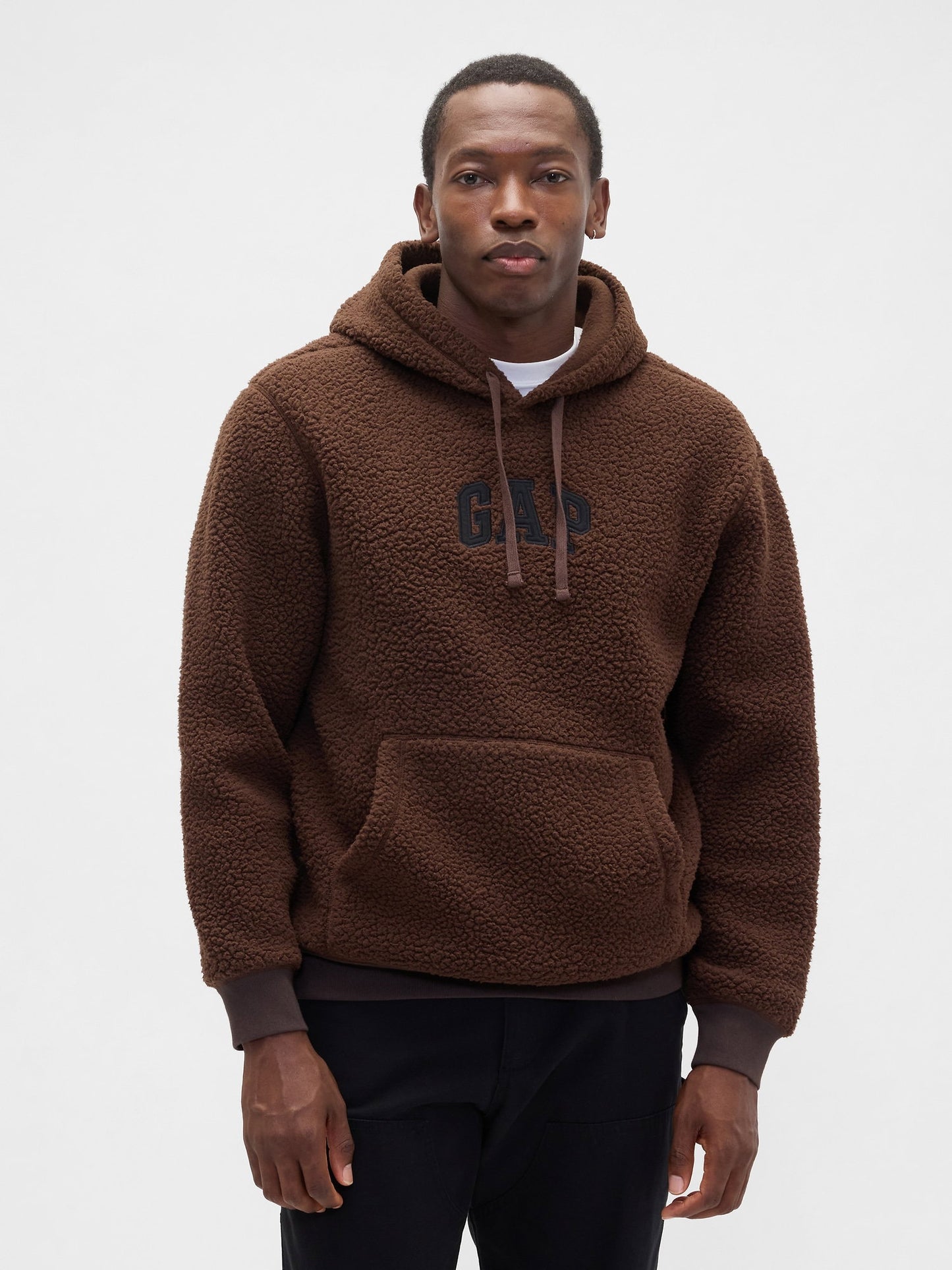 Kahverengi Relaxed Gap Logo Sherpa Knit Sweatshirt
