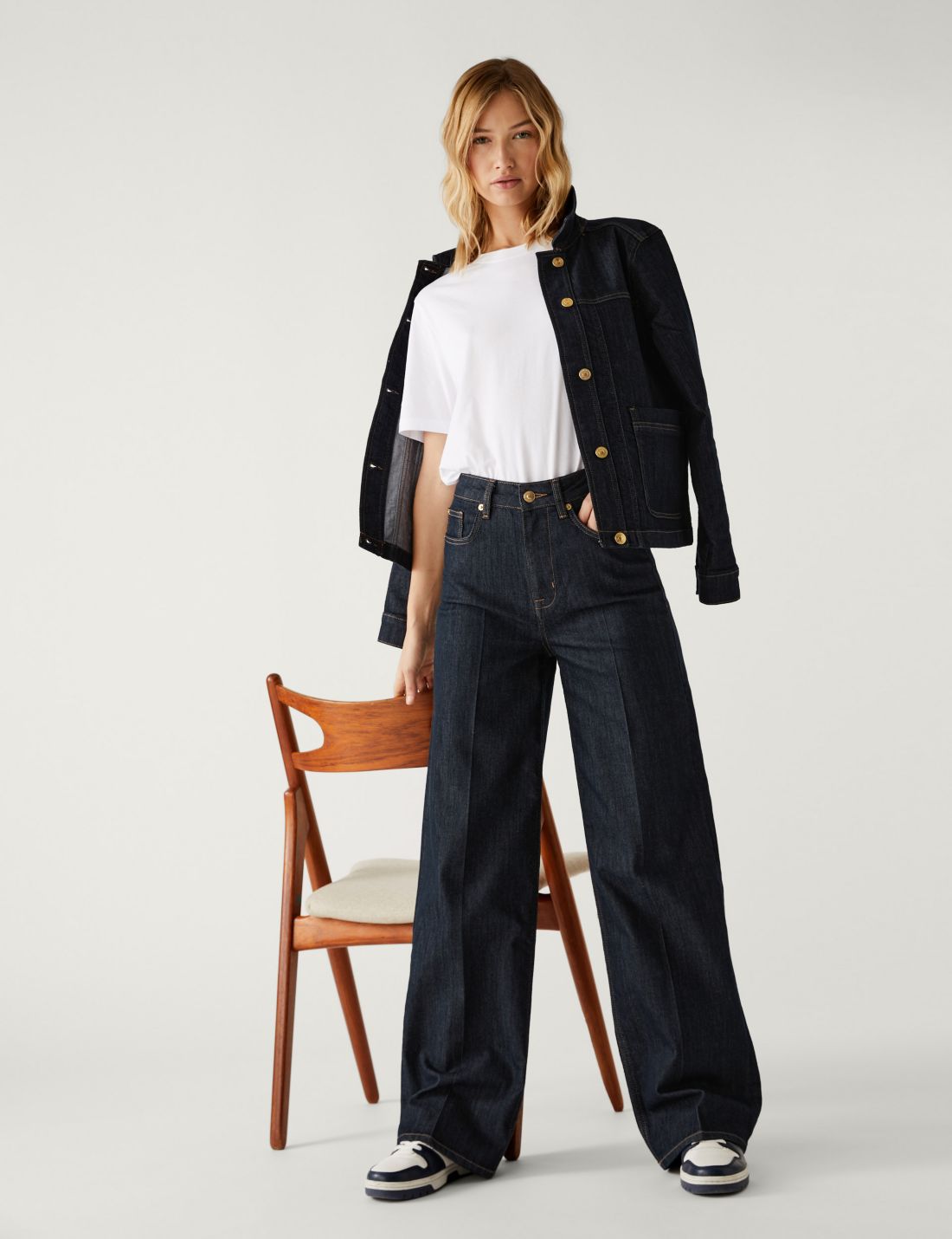 Yüksek Bel Wide Leg Jean Pantolon
