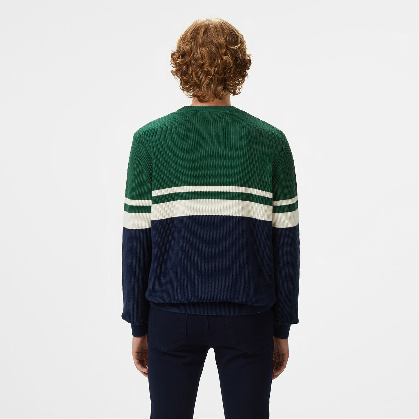 Lacoste Erkek Classic Fit Bisiklet Yaka Renk Bloklu Lacivert Kazak