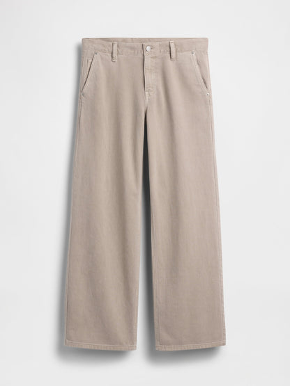 Bej Low Rise '90s Loose Khaki Pantolon