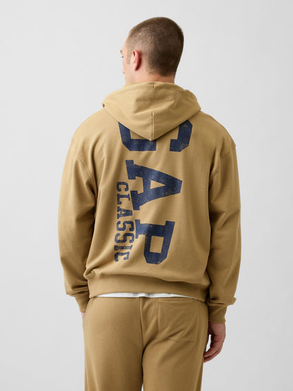 Açık Kahverengi Relaxed Gap Logo Fransız Havlu Kumaş Fermuarlı Sweatshirt