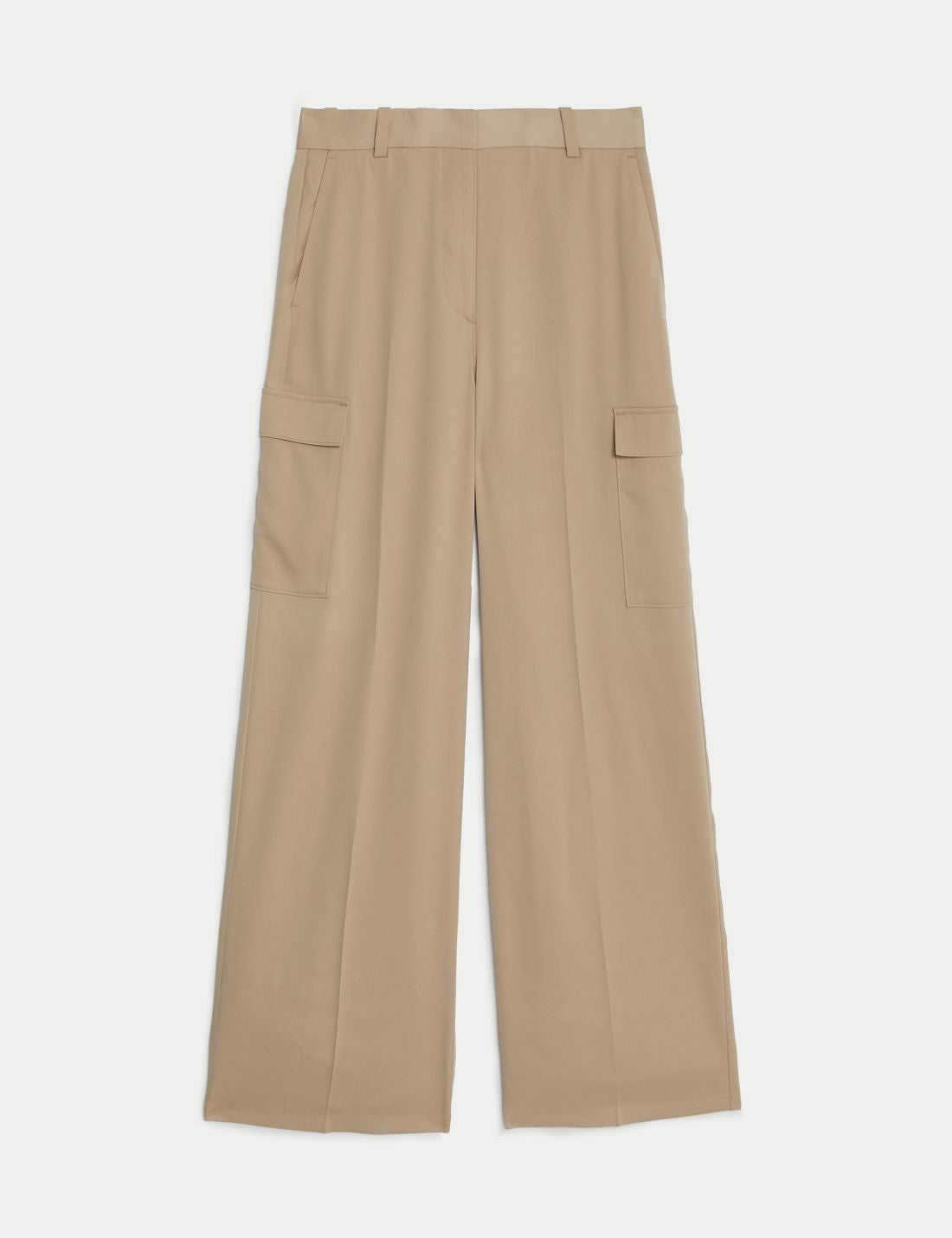 Wide Leg Saten Kargo Pantolon