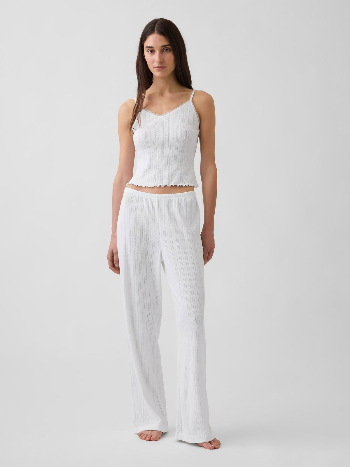 Kırık Beyaz Pointelle Pijama Altı