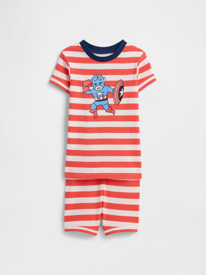 Kırmızı Baby & Toddler Marvel Kaptan Amerika %100 Organik Pamuk Pijama Takımı