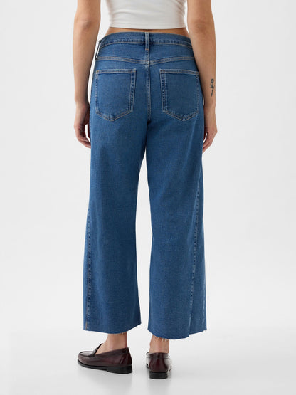 Koyu Mavi High Rise Stride Wide-leg Ankle Jean Pantolon