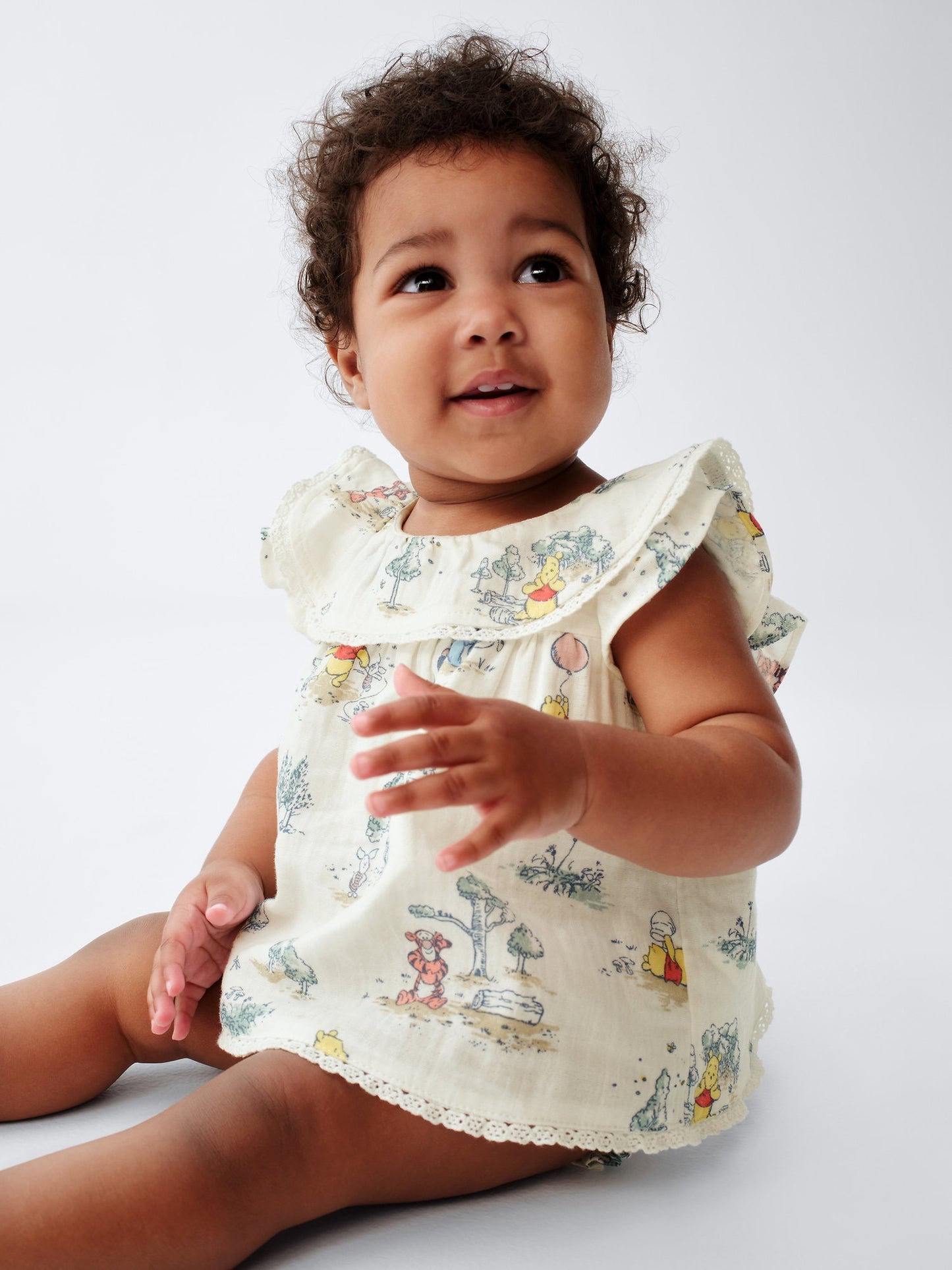 Beyaz Winnie The Pooh Pamuk Gauze Outfit Set