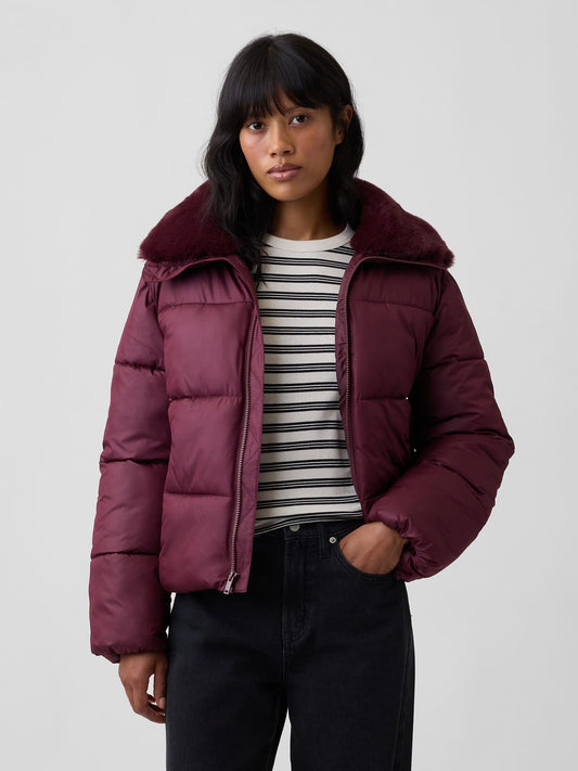 Kahverengi Relaxed Quilted Puffer Şişme Ceket