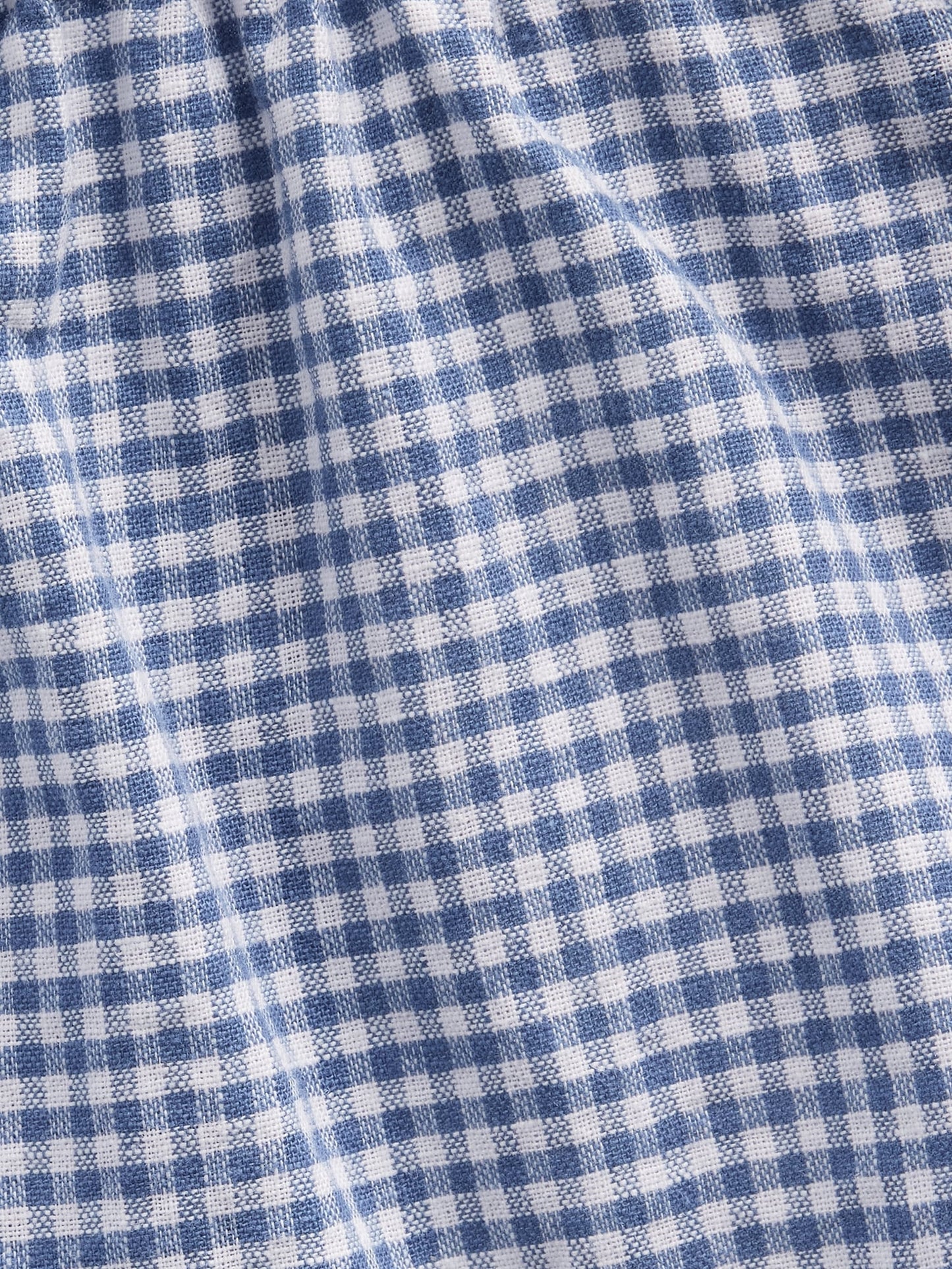 Mavi Keten Karışımlı Gingham Easy Şort