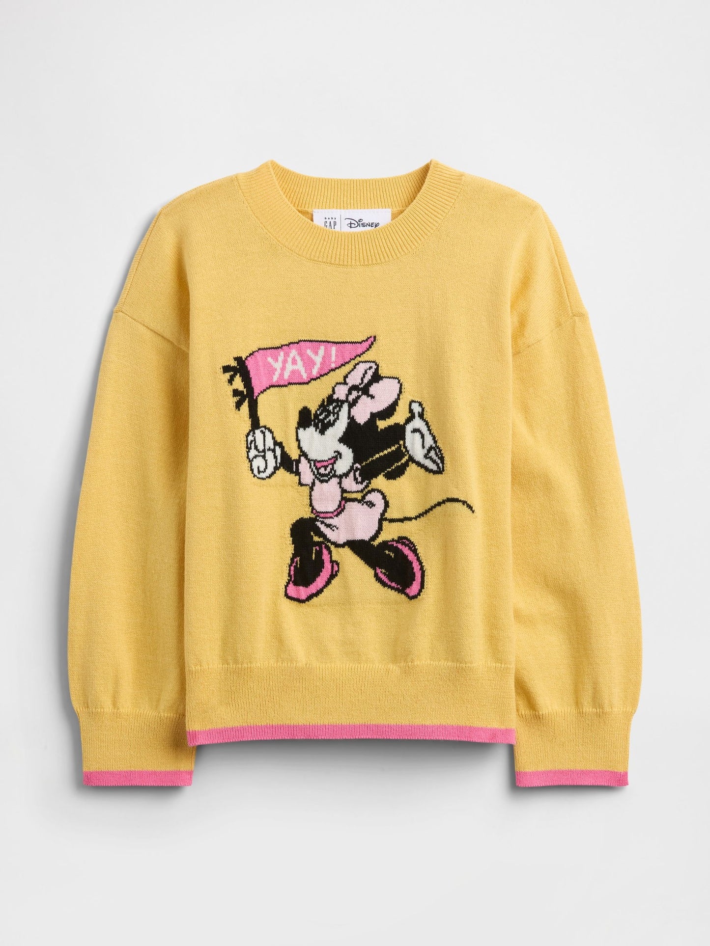 Sarı Gap × Disney Minnie Mouse Relaxed Intarsia Kazak