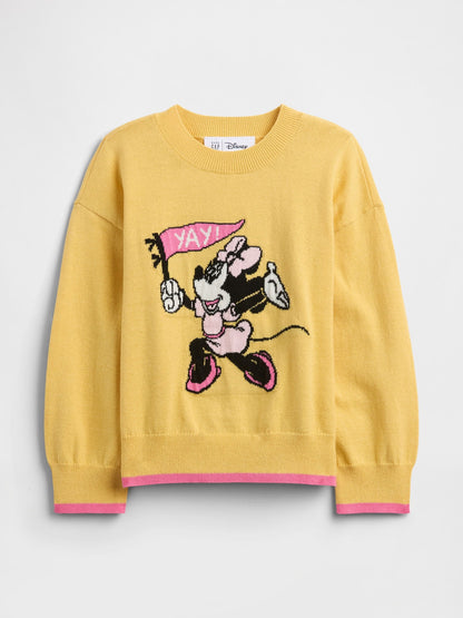 Sarı Gap × Disney Minnie Mouse Relaxed Intarsia Kazak