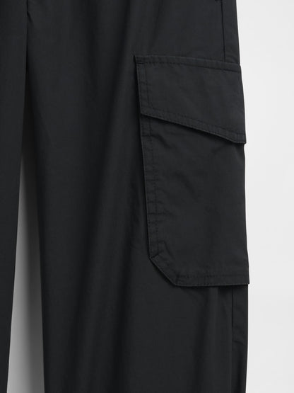 Siyah Pull-on Kargo Paraşüt Pantolon