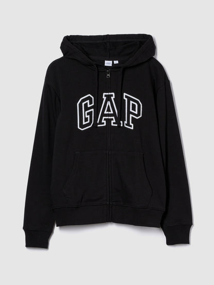 Siyah Gap Logo Relaxed Fermuarlı Sweatshirt
