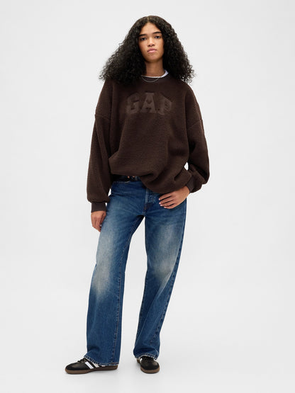 Koyu Kahverengi Sherpa Gap Logo Tunik Sweatshirt