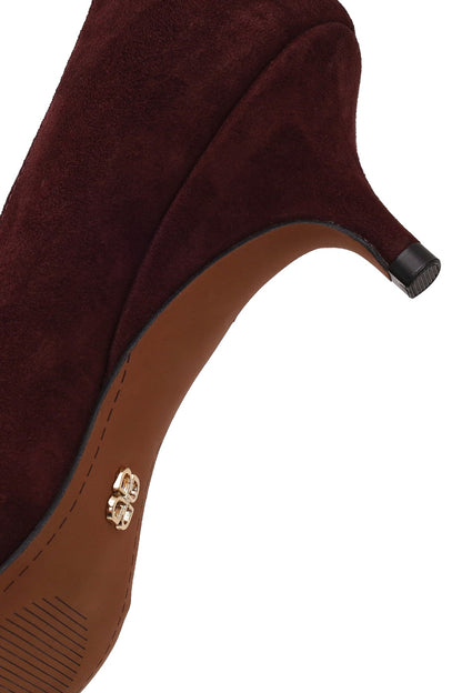 Kadın Bordo Kısa Ince Topuklu Süet Deri Stiletto