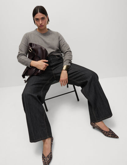 Yüksek Bel Wide Leg Jean Pantolon