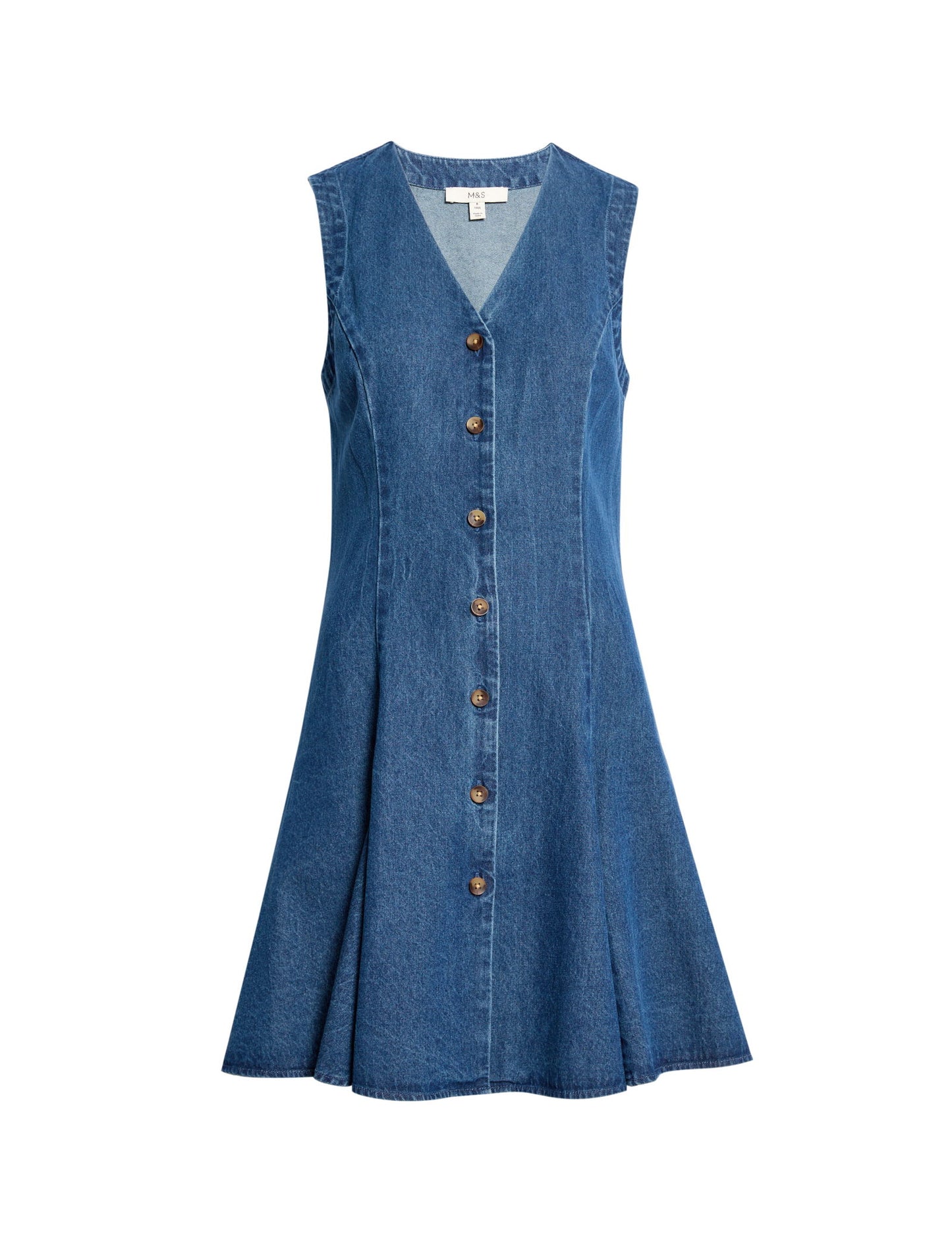 Saf Pamuklu Denim Mini Shift Elbise