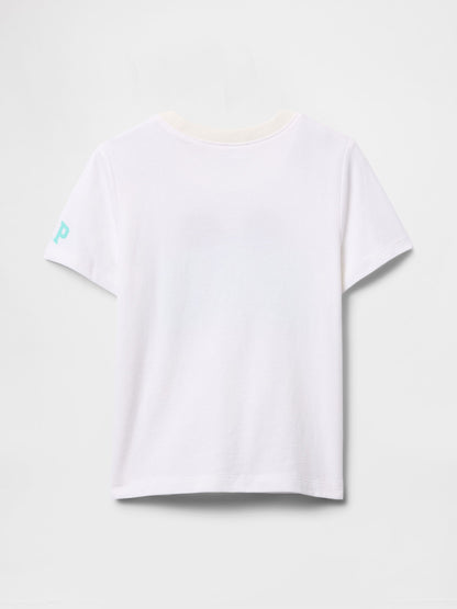 Beyaz Disney Lil' Bro Grafik T-shirt
