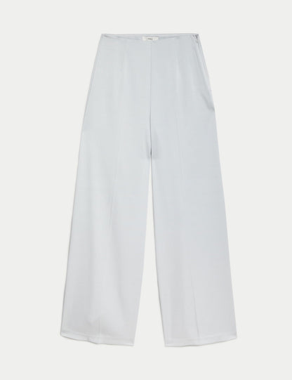 Yüksek Bel Wide Leg Saten Pantolon