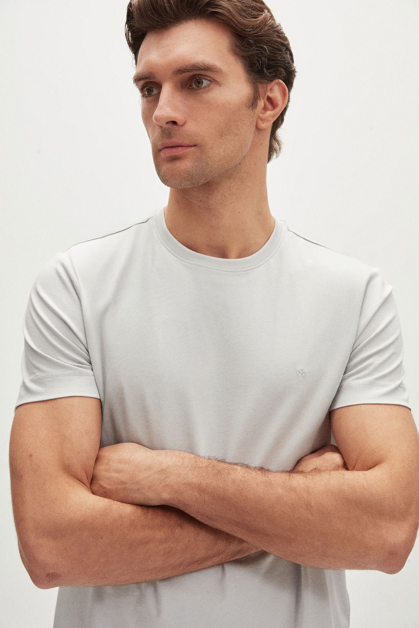Damat Regular Fit Gri %100 Pamuk Merserize T-shirt