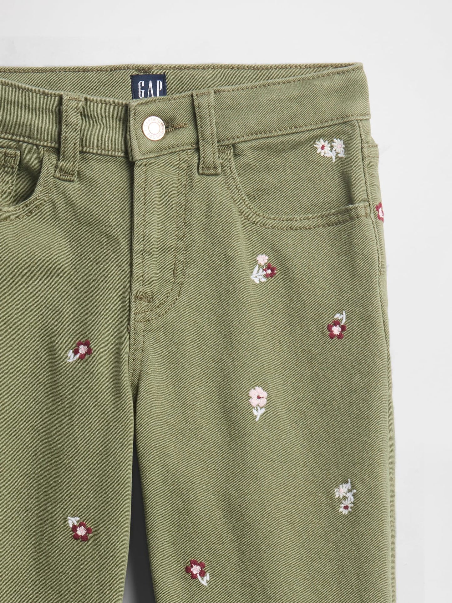Yeşil High Rise Embroidered '70s Flare Jean Pantolon