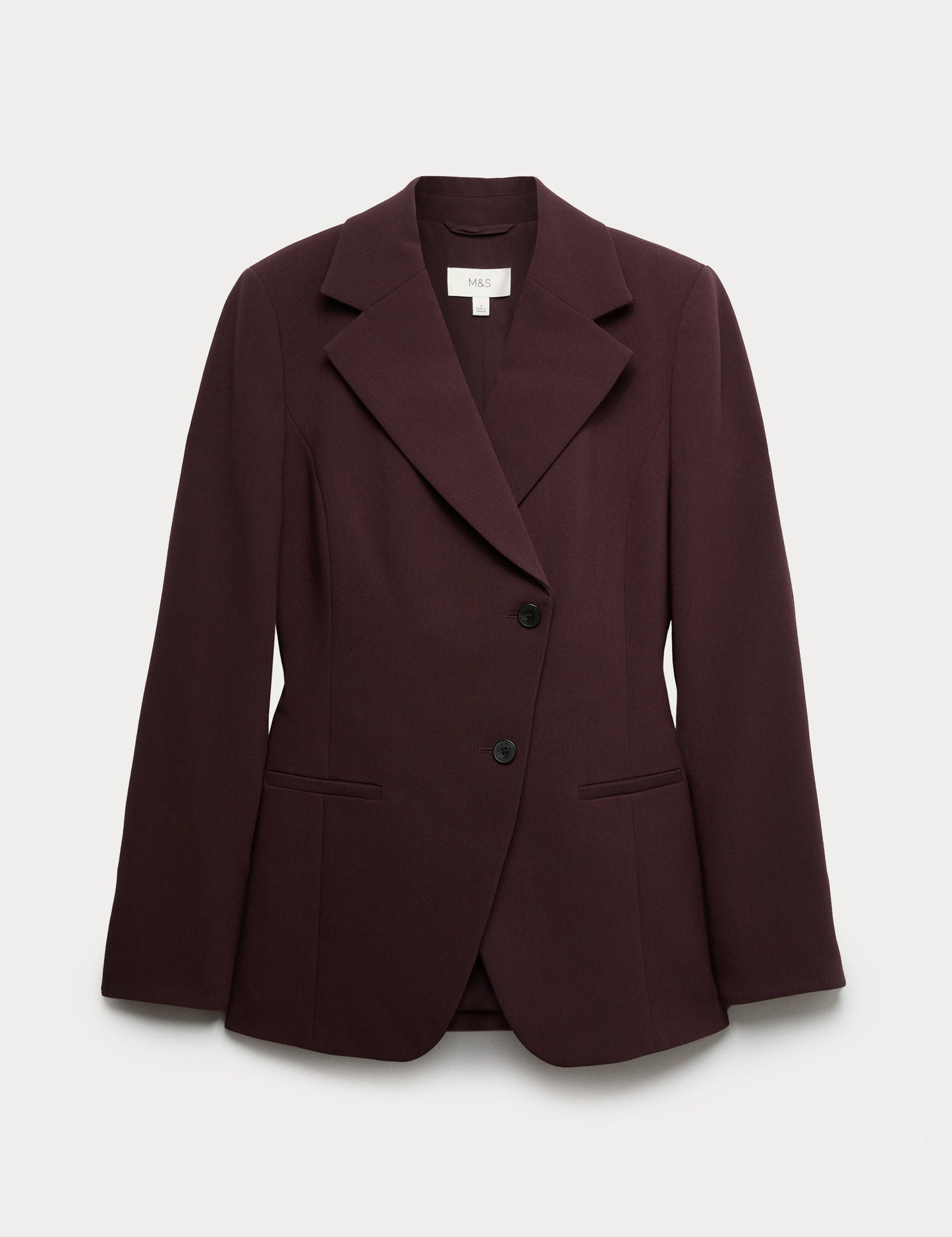 Bel Detaylı Asimetrik Tek Düğmeli Klasik Blazer Ceket