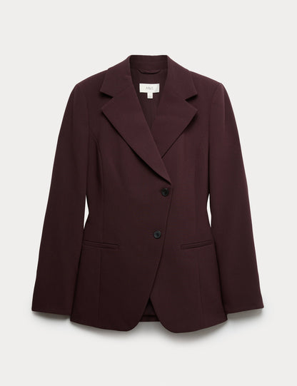 Bel Detaylı Asimetrik Tek Düğmeli Klasik Blazer Ceket