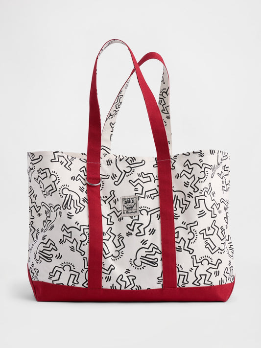Kırık Beyaz Keith Haring Kanvas Tote Çanta