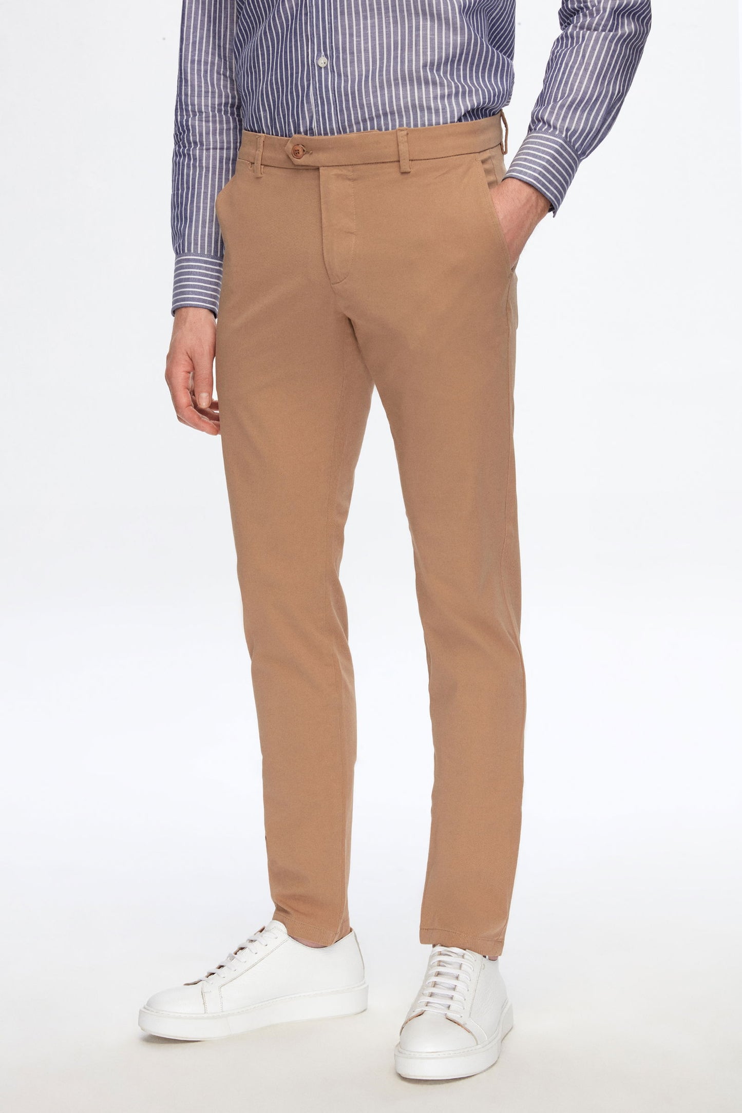 Damat Slim Fit Camel Bi Strech Pamuklu Beli Içten Lastikli Chino Pantolon